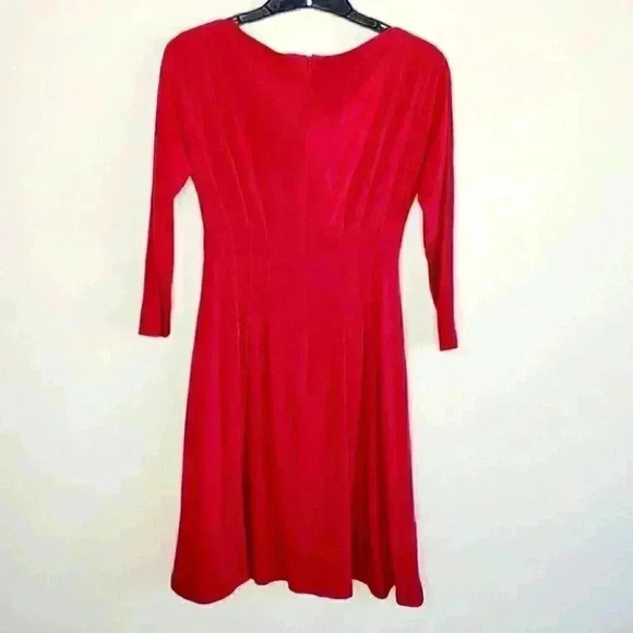 Kay Unger cowl neck midi dress size 2 red knee length - Picture 3 of 12